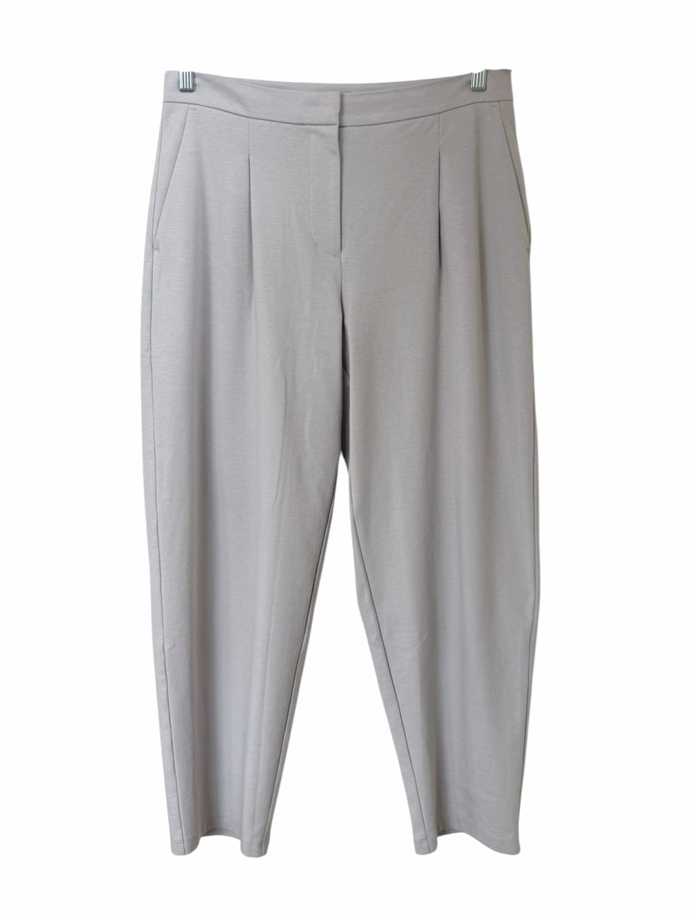 Eileen Fisher Light Gray Pleated Lantern Tapered Trouser pants